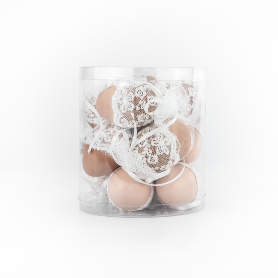 Dekor tojás natúr fehér csipkés 12db 482491